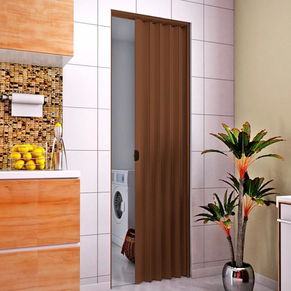 Porta Sanfonada Pvc Bianchini 90cm X 120cm Mogno