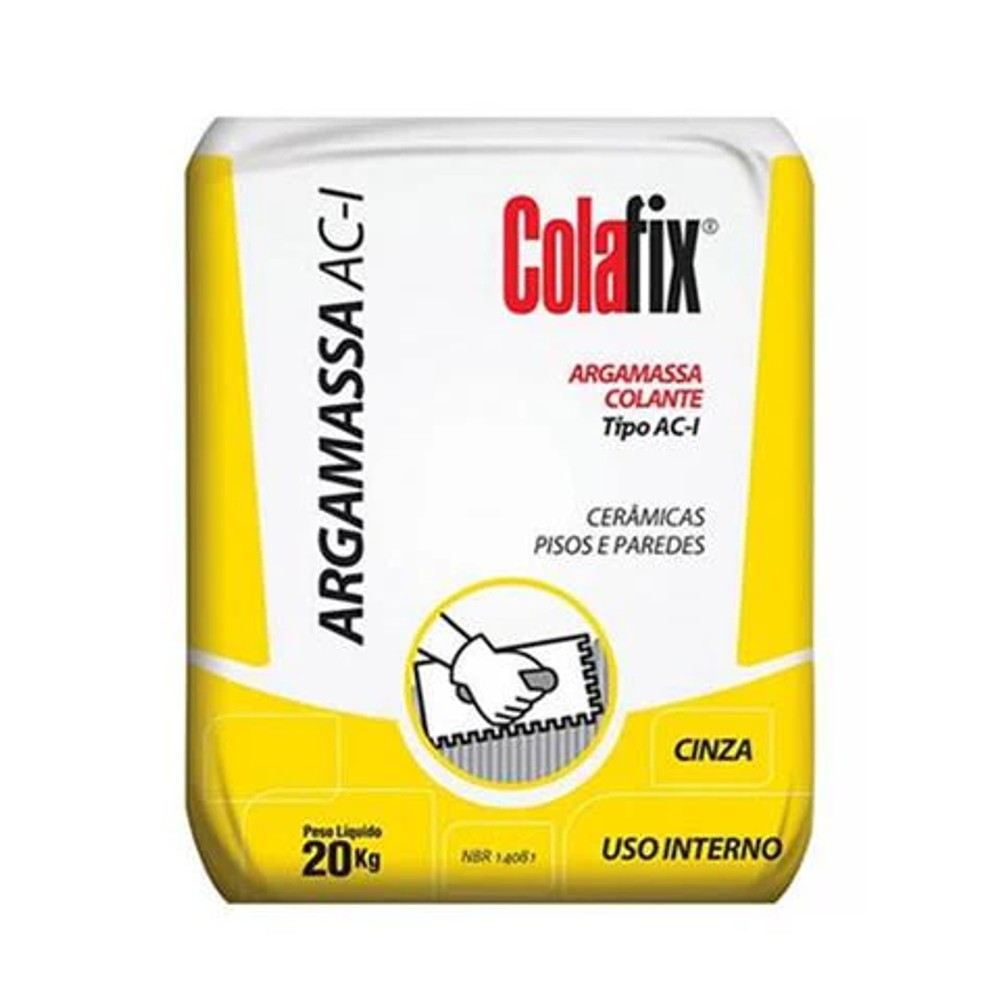 Argamassa Colante Ac1 Cinza 20kg Colafix Para Pisos E Paredes