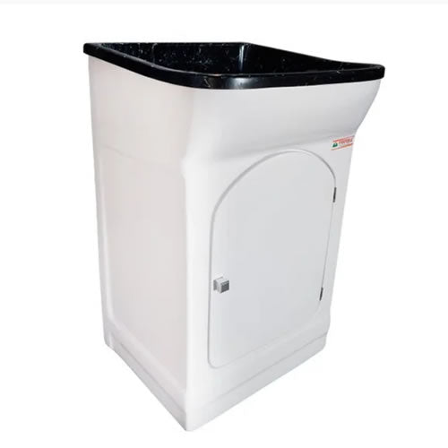 Tanque De Bancada 25L Com Gabinete E Esfregador Fiberblu Preto