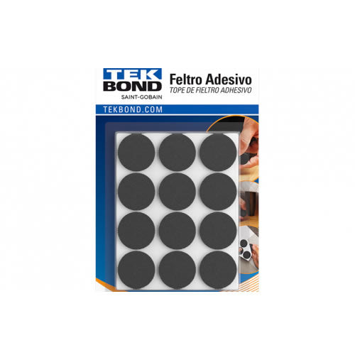 Feltro Redondo Adesivo Tekbond 20mm Preto Cartela Com 24 Unidades