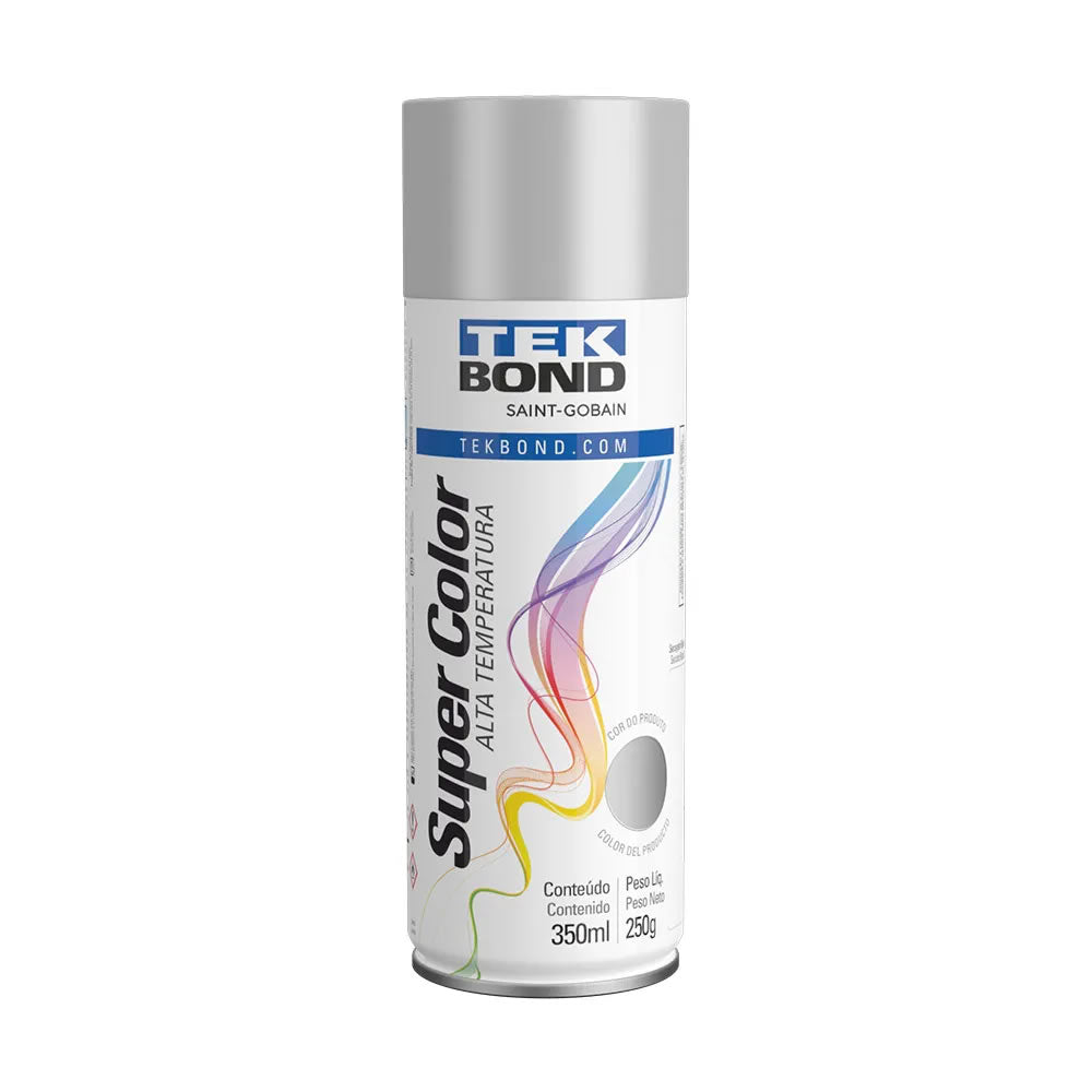 Tinta Spray Alta Temperatura Tekbond Alumínio Fosco 350ml