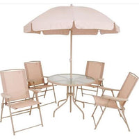 Conjunto Jardim Malibu Mor 4 Cadeiras Mesa E Guarda-Sol Bege