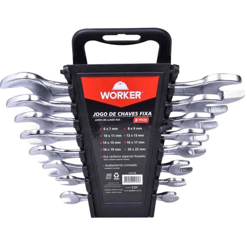 JOGO CHAVE FIXA 6 A 22MM 8 PCS - WORKER