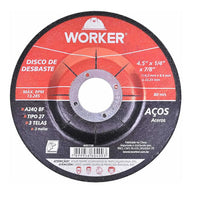 Disco de Desbaste Worker 4.1/2 Pol x 1/4 Pol x 7/8 Pol Tipo 27