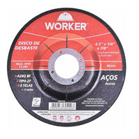 Disco de Desbaste Worker 4.1/2 Pol x 1/4 Pol x 7/8 Pol Tipo 27