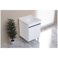 Armário Para Lavanderia Amélia 60cm Com Tanque Rorato Branco