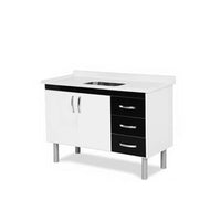 Balcão de Cozinha Tóquio 116cm 2 Portas 3 Gavetas A.J. Rorato Preto