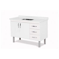 Balcão Para Pia Tóquio 116cm 2 Portas 3 Gavetas Branco A.J.Rorato
