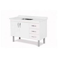 Balcão Para Pia Tóquio 116cm 2 Portas 3 Gavetas Branco A.J.Rorato