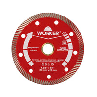 Disco Diamantado Turbo Extrafino Worker 110x20mm para Porcelanato e Cerâmica