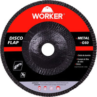 Disco Flap Curvo Worker 114mm Grão 60 Para Metal
