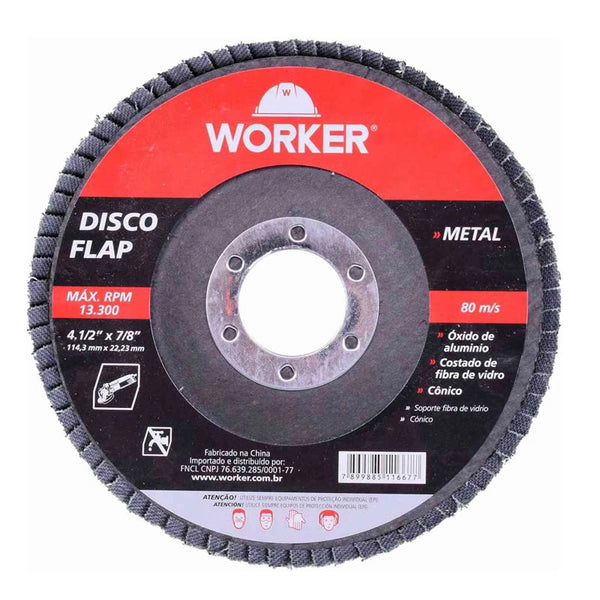 Disco Flap Curvo 114mm Grão 80 Worker