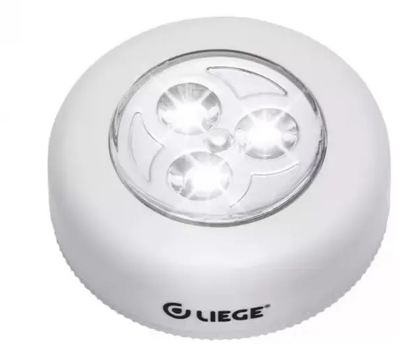 LUMINARIA DE TOQUE 3 LEDS BRANCA 3 PILHAS AAA LIEGE