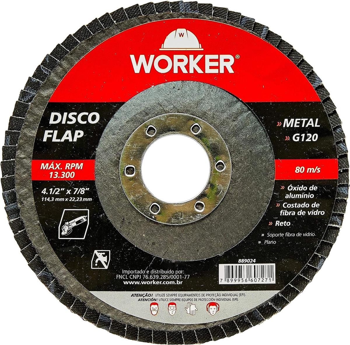Disco Flap Curvo 115mm Grão 120 Worker