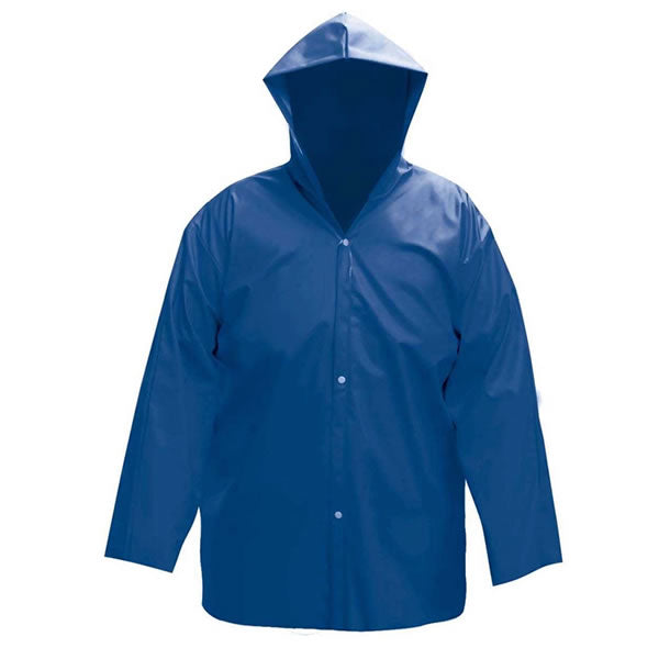 Capa De Chuva Worker Pvc Azul Com Capuz Tamanho Gg