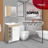 Gabinete para Banheiro Sophia C com 6 Pés Carvalho 60cm