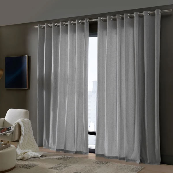 CORTINA RUSTICA 3,00M X1,70M FENICIA/ EFEITO LINHO CINZA