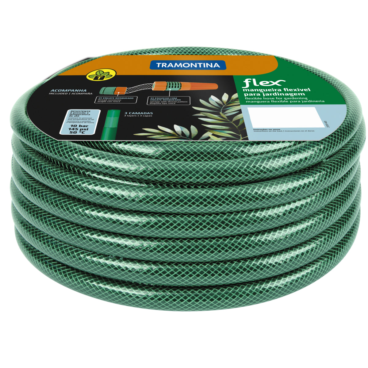 MANGUEIRA JARDIM SUPERFLEX PVC VDE 10M C/ENGATES TRAMONTINA