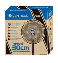 Ventilador de Coluna Ventisol Turbo 30cm com 6 Pás 220V Preto