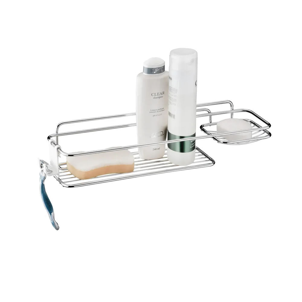 SUPORTE P/SHAMPOO/SABONETE/PAREDE.CROMADO FUTURE
