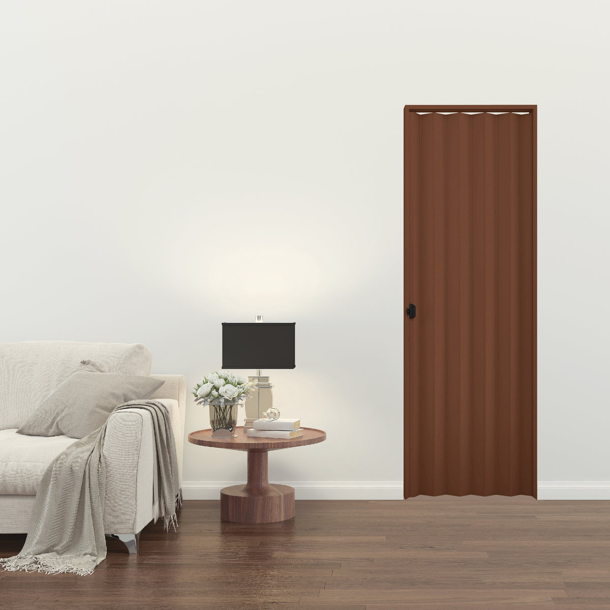 Porta Sanfonada PVC 90 cm Mogno Plasbil