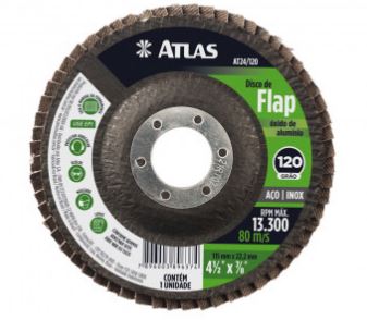 Disco Flap 115mm Grão 120 Óxido De Alumínio Atlas