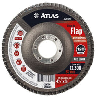 Disco Flap de Zircônia Atlas 115mm Grão 120 para Esmerilhadeira