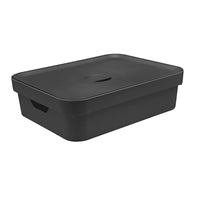 Caixa Organizadora Cube Baixa 16L Com Tampa Preta Martiplast