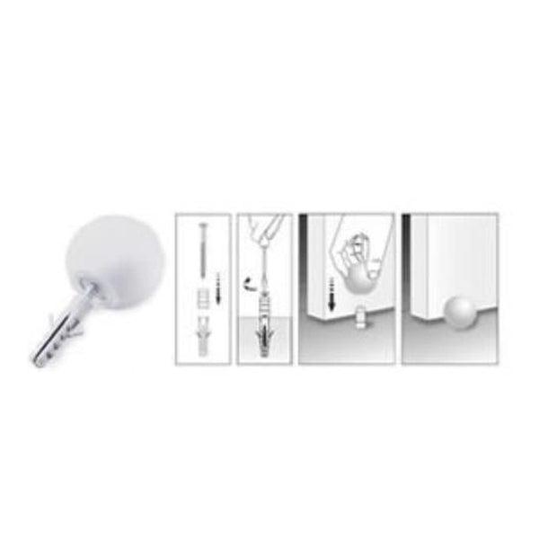 Cartela Batente Bola Branco para Porta Bemfixa