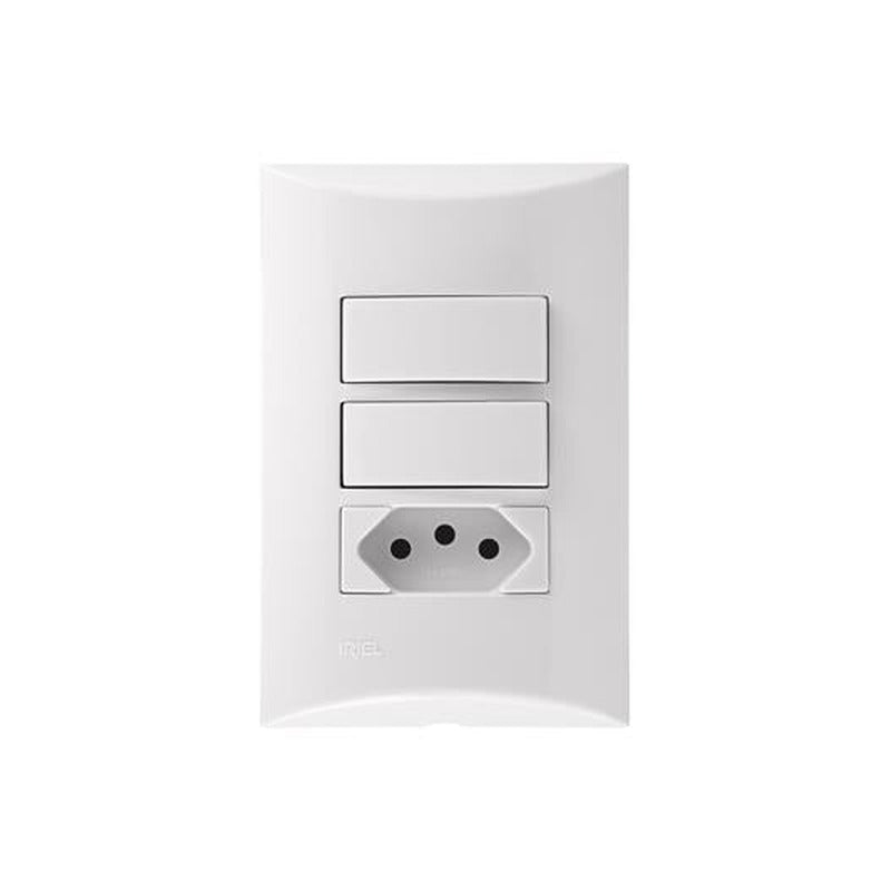 Interruptor 2 Simples+ 1 Tomada 2P+T 10A 3 Pinos NBR14136 Brava Iriel