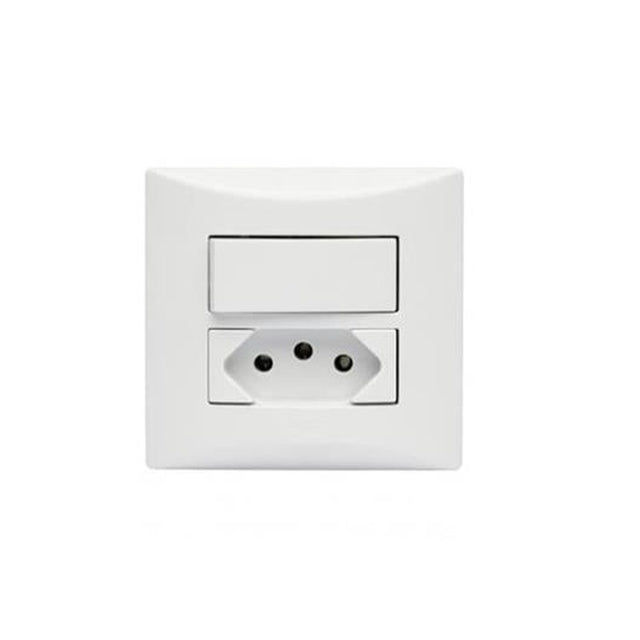 Sistema-(x) 1 Interruptor Simples+ 1 Tomada 2P+T 10A 3 Pinos Brava