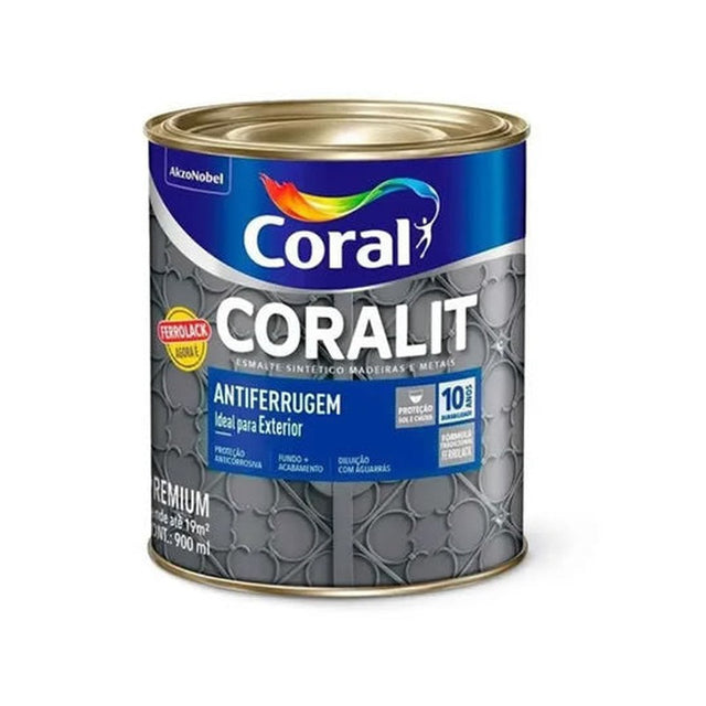 Tinta Esmalte Antiferrugem Coralit 900ml Branco Coral