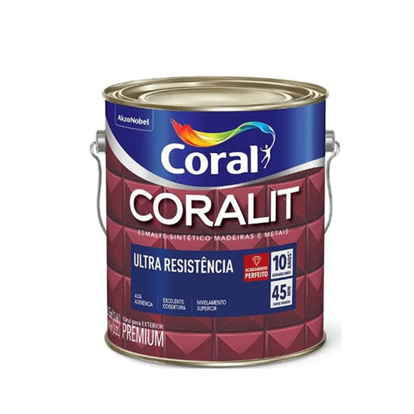 Tinta Esmalte Coralit Ultra Resistente Auto Brilho 3,6L Branco Coral