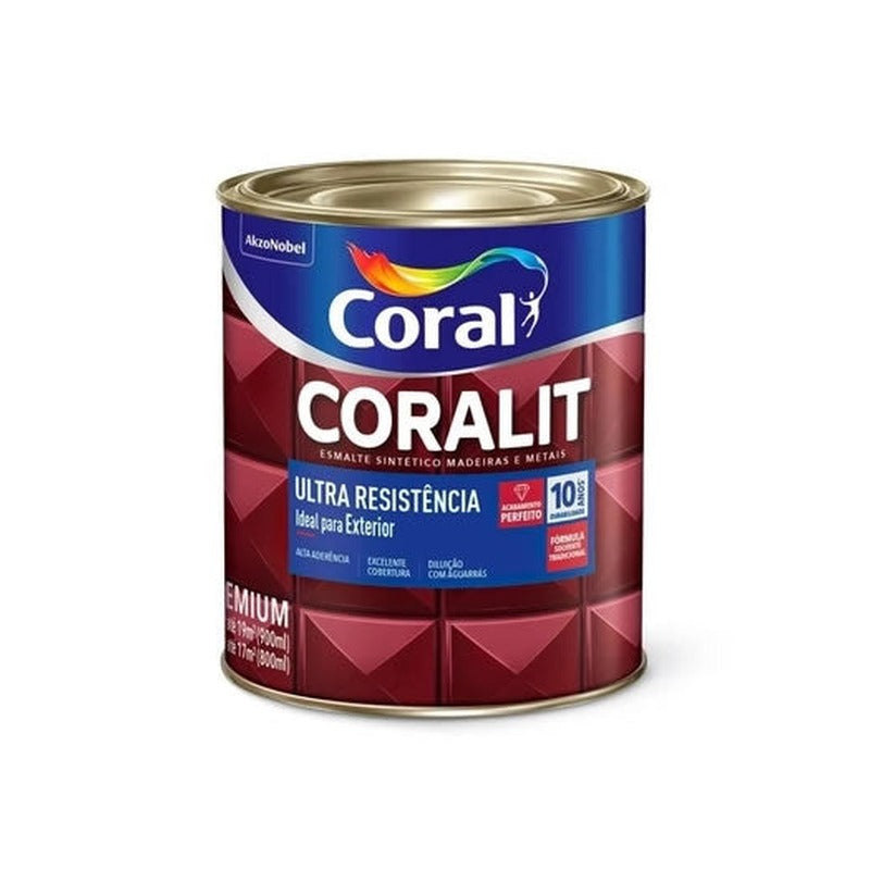 Tinta Esmalte Coralit Ultra Resistente Auto Brilho 900ml Branco Coral