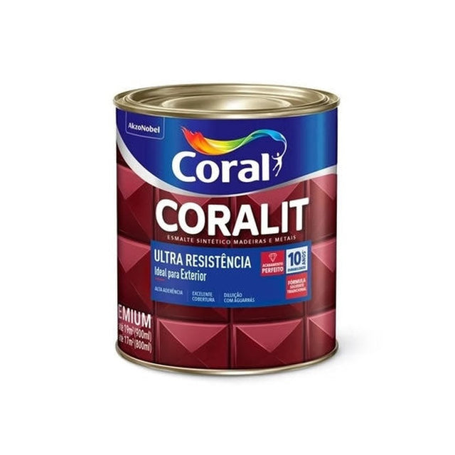 Tinta Esmalte Coralit Ultra Resistente Auto Brilho 900ml Branco Coral