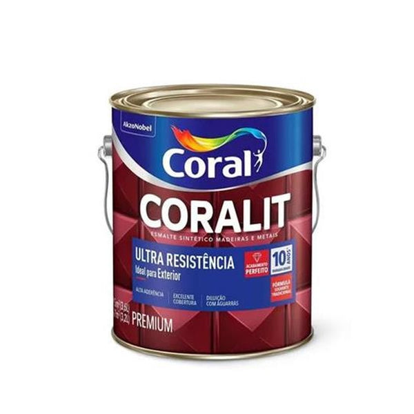 Tinta Esmalte Coralit Ultra Resistente Acetinado 3,6L Branco Coral
