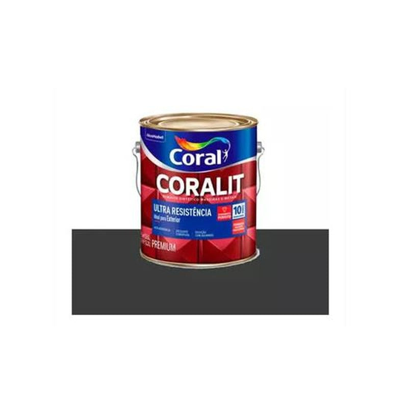 Tinta Esmalte Coralit Ultra Resistente Fosco 3,6L Preto Coral