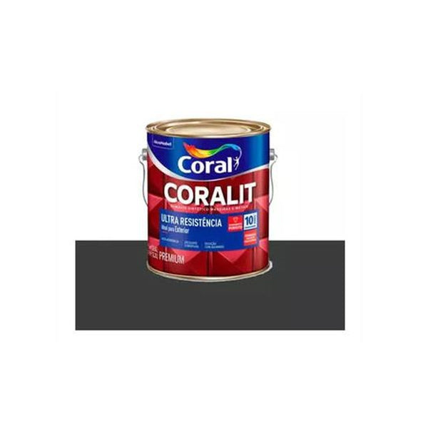 Tinta Esmalte Coralit Ultra Resistente Fosco 3,6L Preto Coral