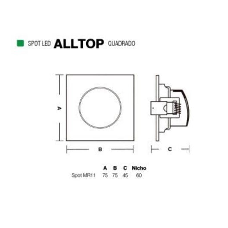 Spot Embutir Quadrado Led MR11 3W 3000K Taschibra