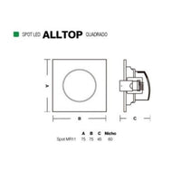 Spot Embutir Quadrado Led MR11 3W 3000K Taschibra