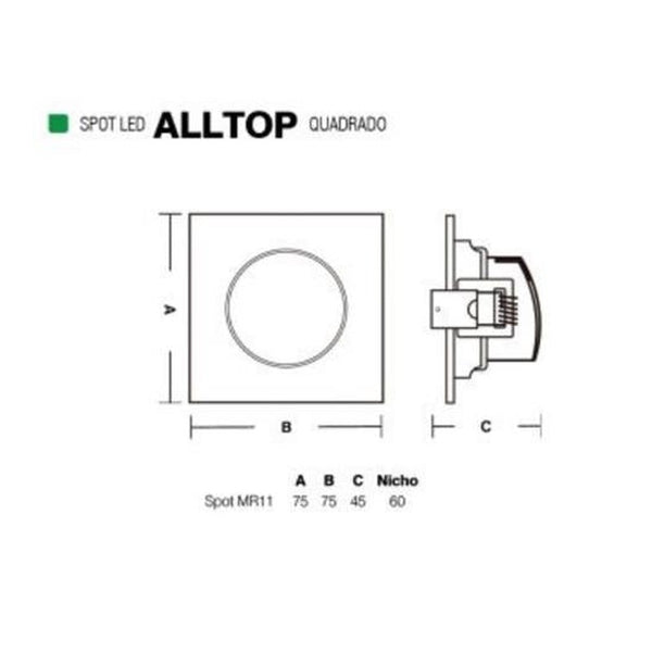 Spot Embutir Quadrado Led MR11 3W 3000K Taschibra