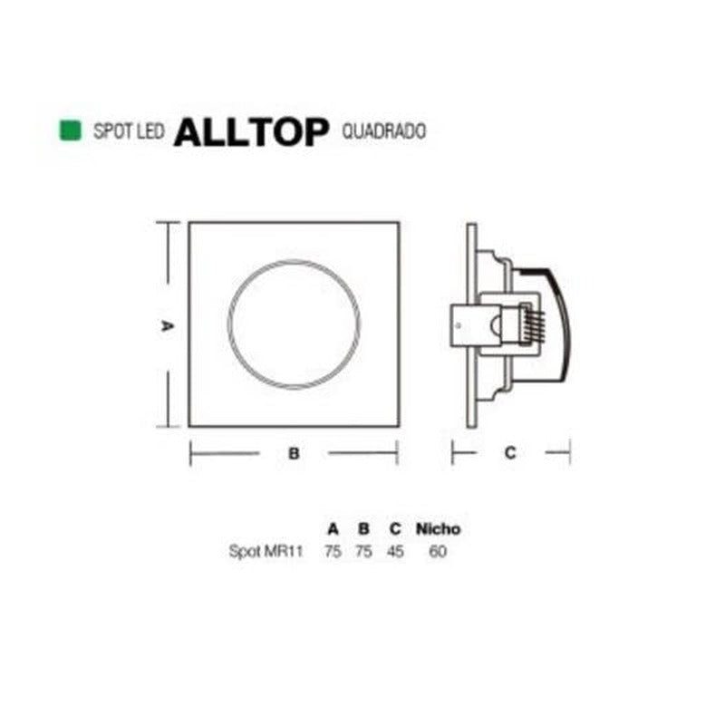Spot Embutir Quadrado Led MR11 3W 6500K Taschibra