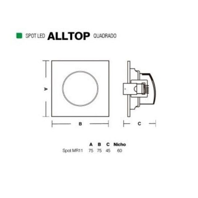 Spot Embutir Quadrado Led MR11 3W 6500K Taschibra