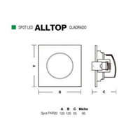 Spot Embutir Quadrado Led PAR20 7W 3000K Taschibra