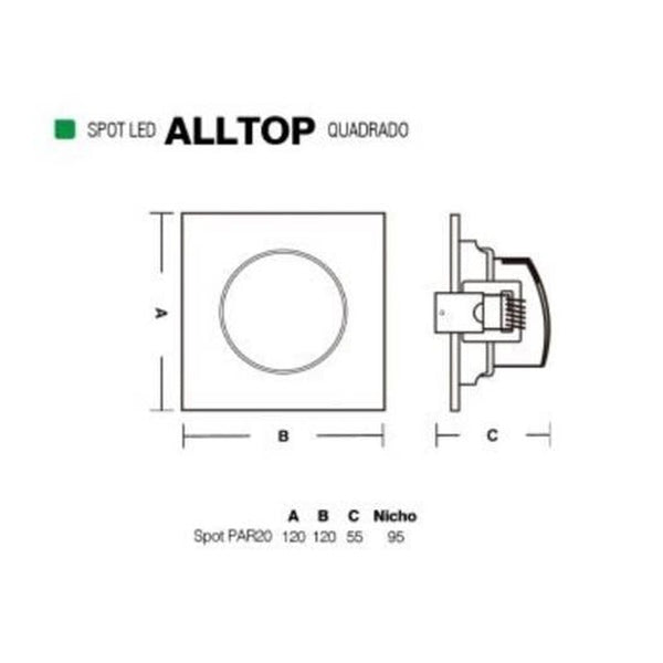 Spot Embutir Quadrado Led PAR20 7W 3000K Taschibra