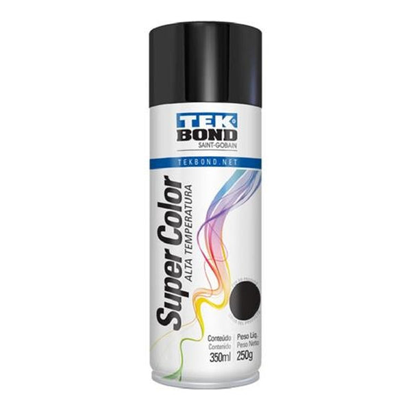 Tinta Spray Alta Temperado Preto Fosco 350ml Tekbond