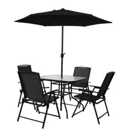 Conjunto Chicago Mor Com 4 Cadeiras Mesa E Guarda-Sol Preto