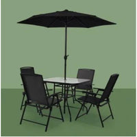 Conjunto Chicago Mor Com 4 Cadeiras Mesa E Guarda-Sol Preto