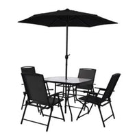 Conjunto Chicago Mor Com 4 Cadeiras Mesa E Guarda-Sol Preto
