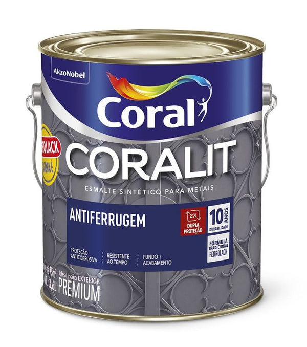 Tinta Esmalte Sintético Antiferrugem Coralit 3.6L Cinza